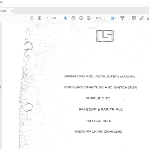 Cat Bucyrus W2000 Walking Dragline 6.6KV STARTERS & SWITCHGEAR Operating & Instruction Manual BI379913 - PDF DOWNLOAD