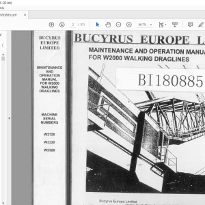 Cat Bucyrus W2000 Walking Draglines Maintenance & Operation Manual BI180885 - PDF DOWNLOAD