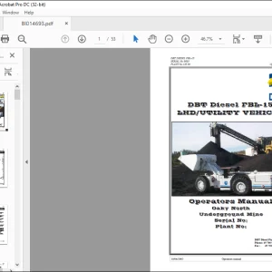 Cat DBT Diesel FBL-15 LHD UTILITY VEHICLE Operators Manual SN 9001 -  PDF DOWNLOAD