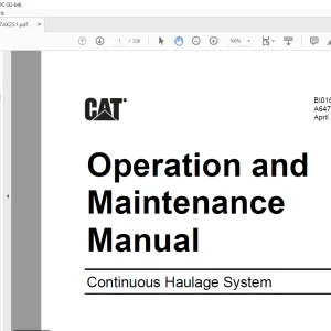 Cat Face Haulage Continuous Haulage System Operation and Maintenance Manual - PDF DOWNLOAD