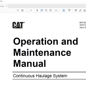 Cat Face Haulage Continuous Haulage System Operation and Maintenance Manual BI016242 - PDF DOWNLOAD