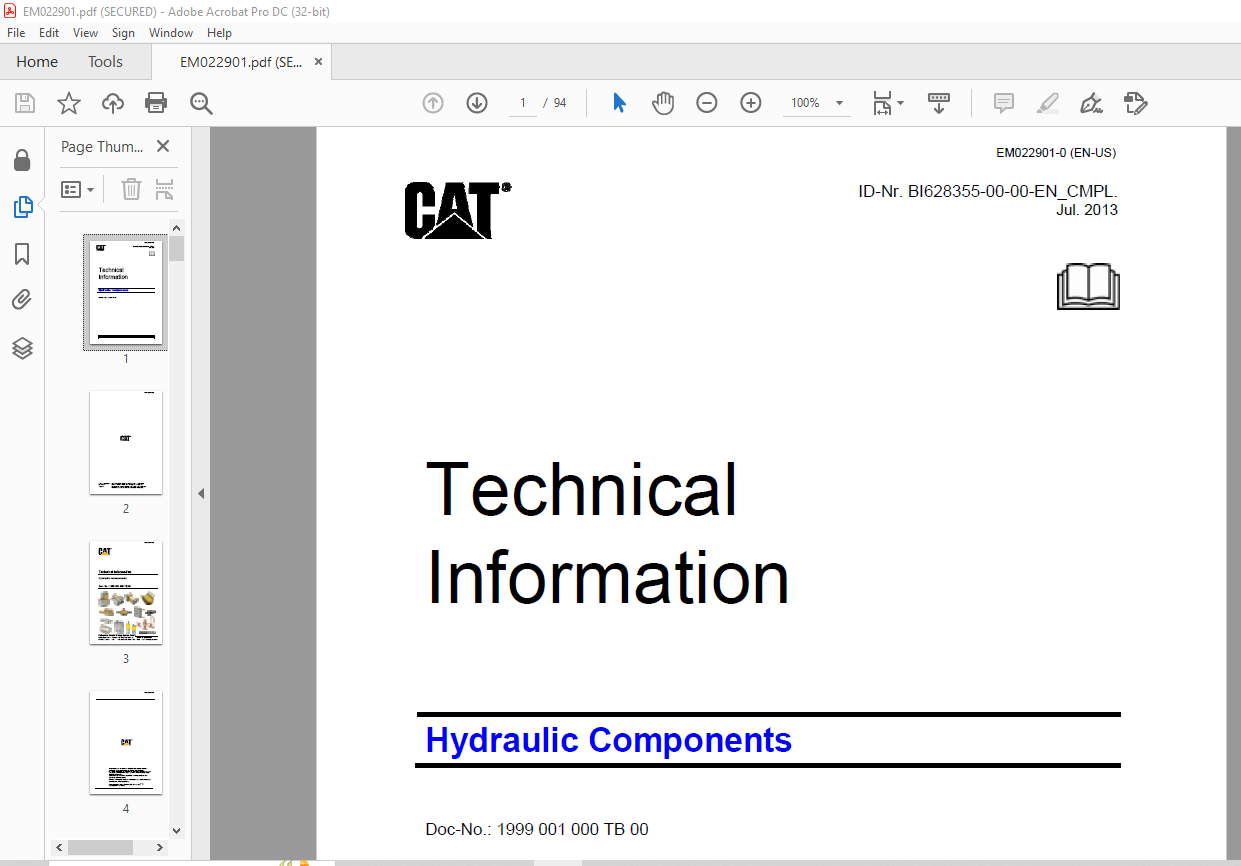 Cat Hydraulic Components Technical Information Manual EM022901-0 - PDF ...