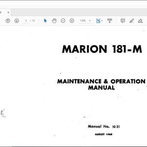 Cat MARION 181-M MAINTENANCE & OPERATION MANUAL BI006292  - PDF DOWNLOAD