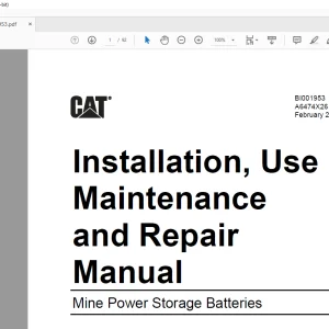 Cat Mine Power Storage Batteries Installation, Use Maintenance & Repair Manual BI001953 - PDF DOWNLOAD