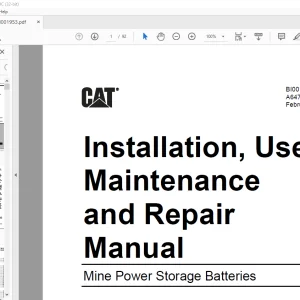 Cat Mine Power Storage Batteries Installation, Use Maintenance & Repair Manual BI001953 - PDF DOWNLOAD