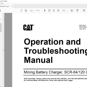 Cat Mining Battery Charger, SCR-64 120 Cell Operation & Troubleshooting Manual BI016597 - PDF DOWNLOAD