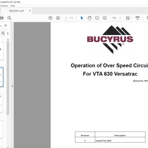 Cat Operation of Over Speed Circuit For VTA 630 Versatrac Manual M01294 - PDF DOWNLOAD
