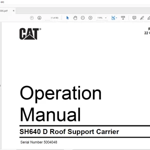 Cat SH640 D Roof Support Carrier Operation Manual SN 5004048 - PDF DOWNLOAD