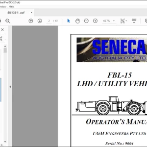 Cat BUCYRUS Seneca FBL-15 LHD UTILITY VEHICLE Operators Manual SN 9004  - PDF DOWNLOAD