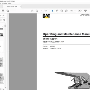 Cat Shield support 1295/3048-2X4083-1750 Operating & Maintenance Manual SN LWB00770 - 00780 - PDF DOWNLOAD