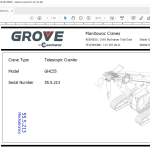 Grove Crane GHC55 Crane Type Telescopic Crawler Electrical Schematic Manual SN 55.5.213 - PDF DOWNLOAD