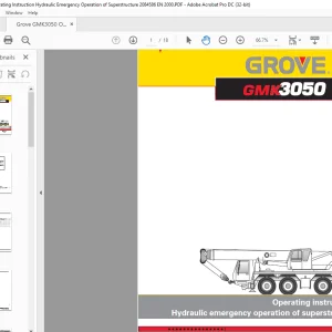 Grove Crane GMK 3050 Hydraulic emergency operation of superstructure Operating instruction Manual SN 2084586 - PDF DOWNLOAD