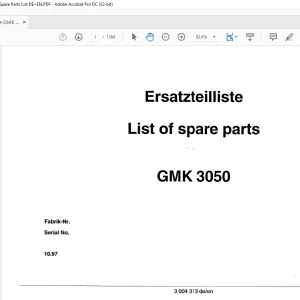 Grove Crane GMK 3050 Spare Parts Manual 3004313 - PDF DOWNLOAD