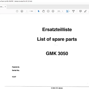 Grove Crane GMK 3050 Spare Parts Manual 3004313 - PDF DOWNLOAD