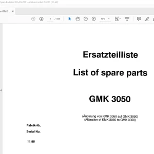 Grove Crane GMK 3050 Spare Parts Manual 3006570 - PDF DOWNLOAD