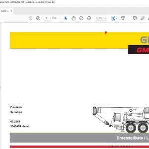 Grove Crane GMK 3050 Spare Parts Manual 3065695 - PDF DOWNLOAD
