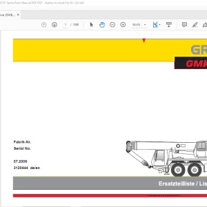 Grove Crane GMK 3050 Spare Parts Manual 3120444 - PDF DOWNLOAD