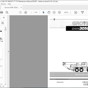 Grove Crane GMK 3050 Wartungsanleitung 2085278 - PDF DOWNLOAD (German)