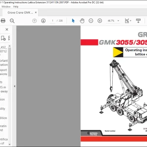 Grove Crane GMK 3055 GMK 3050-1 Lattice Extension Operating Instruction Manual 3112411 - PDF DOWNLOAD