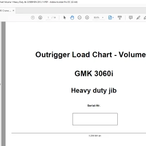 Grove Crane GMK 3060i Outrigger Load Chart Vol 1 Heavy duty jib Manual - PDF DOWNLOAD