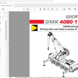 Grove Crane GMK 4080-1 Driving with axle loads in excess of 12 t Manual 3112251 - PDF DOWNLOAD