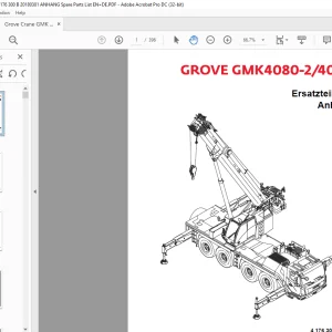 Grove Crane GMK 4080-2 4090 Ersatzteilliste Anhang 4176300B - PDF DOWNLOAD (German)
