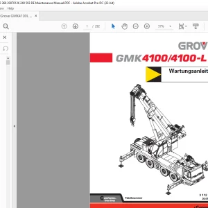 Grove Crane GMK 4100 GMK 4100L Wartungsanleitung 3112368 - PDF DOWNLOAD (German)