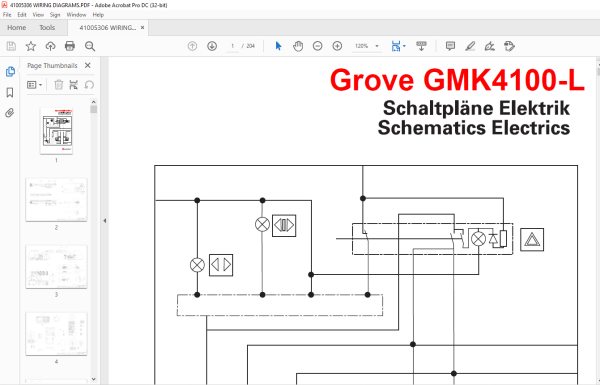 Grove Crane GMK 4100-L Electrical Schematic Manual 41005306 - PDF ...