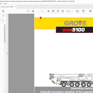 Grove Crane GMK 5100 Hydraulic emergency operation of the superstructure Operating Instruction Manual 2084567 - PDF DOWNLOAD