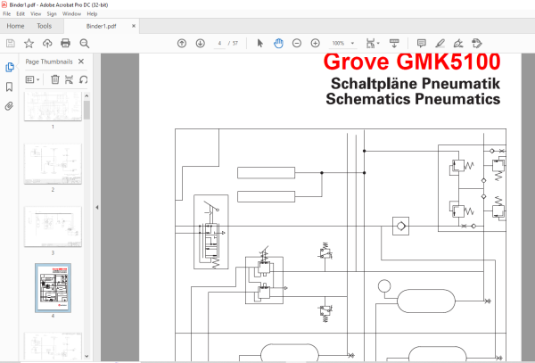 Grove Crane GMK 5100 Pneumatic Schematic Manual - PDF DOWNLOAD