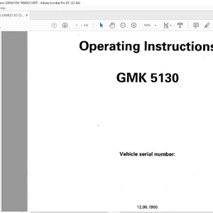 Grove Crane GMK 5130 Operation Instruction Manual 2085421 - PDF DOWNLOAD