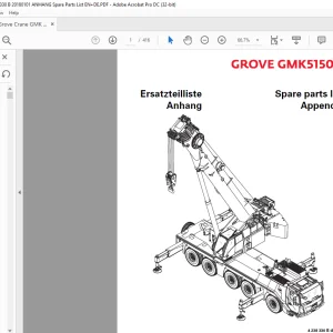 Grove Crane GMK 5150L Spare Parts Manual 4238330B - PDF DOWNLOAD