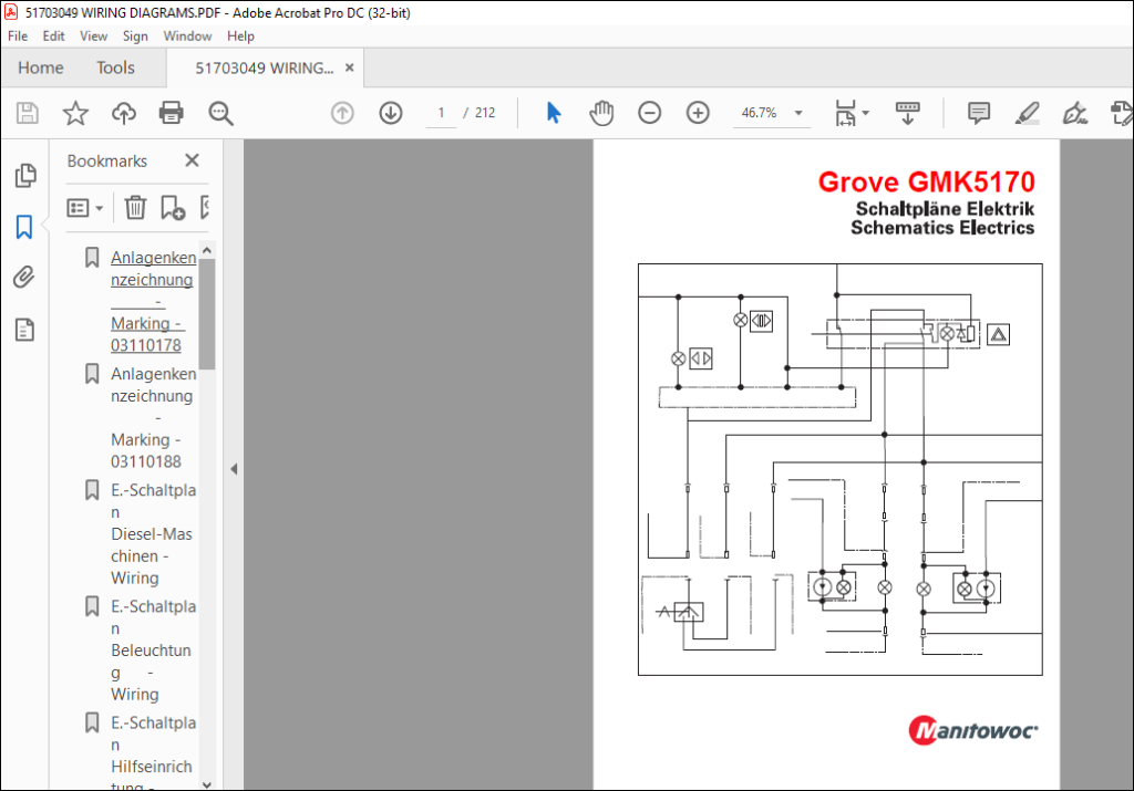 Grove Crane GMK 5170 Electrical Schematic Manual - PDF DOWNLOAD ...