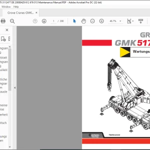 Grove Crane GMK 5170 Wartungsanleitung 3112477 - PDF DOWNLOAD (German)