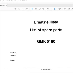 Grove Crane GMK 5180 Spare Parts Manual 3008662 - PDF DOWNLOAD