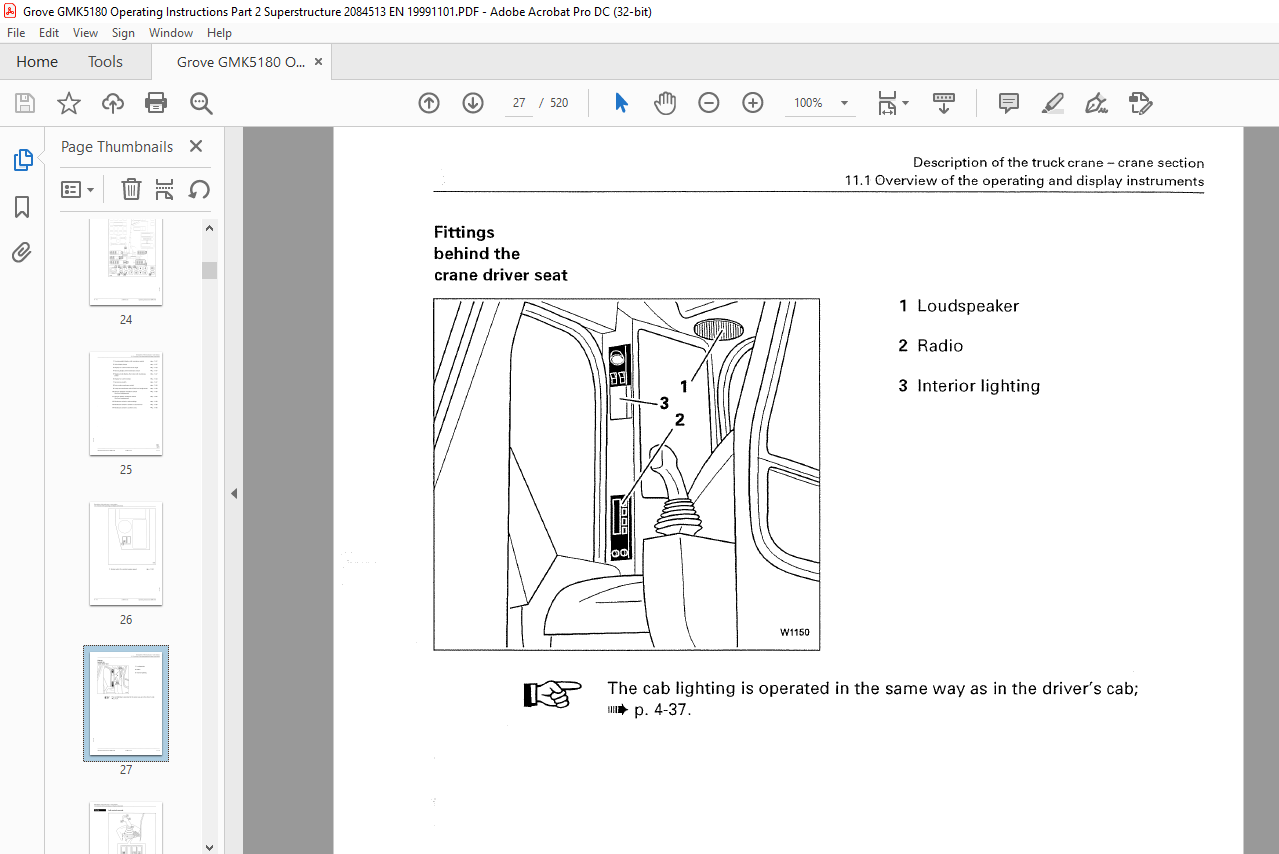 Grove Crane GMK 5180 Superstructure Operating Instruction Manual ...