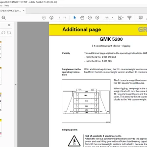 Grove Crane GMK 5200 3 t counterweight blocks – rigging - PDF DOWNLOAD