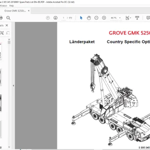 Grove Crane GMK 5250L-1 Country Specific Options Parts Manual 3305345 - PDF DOWNLOAD