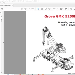 Grove Crane GMK 5250L Driving & Crane Operation Operating Manual - PDF DOWNLOAD