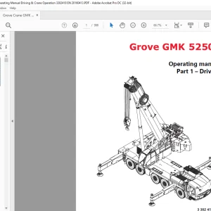 Grove Crane GMK 5250L Driving & Crane Operation Operating Manual 3302418 - PDF DOWNLOAD