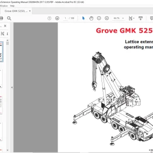 Grove Crane GMK 5250L Lattice Extension Operating Manual 3302694 - PDF DOWNLOAD
