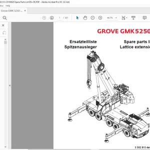 Grove Crane GMK 5250L Lattice extension Spare Parts Manual 3302813 - PDF DOWNLOAD