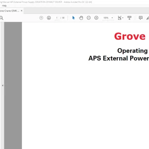 Grove Crane GMK 5250L Operating Manual APS External Power Supply 3302479 - PDF DOWNLOAD