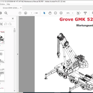 Grove Crane GMK 5250L Wartungsanleitung 3113133de - PDF DOWNLOAD (German)