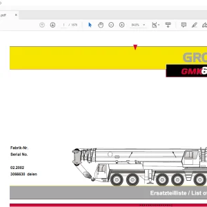 Grove Crane GMK 6300 Spare Parts Manual 3066630 - PDF DOWNLOAD