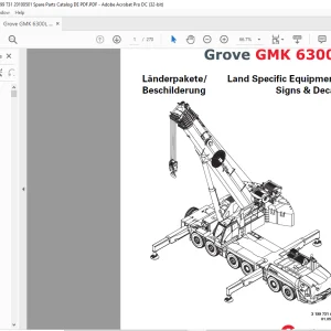 Grove Crane GMK 6300L Land Specific Equipment / Signs & Decals Spare Parts Manual 3199731 - PDF DOWNLOAD