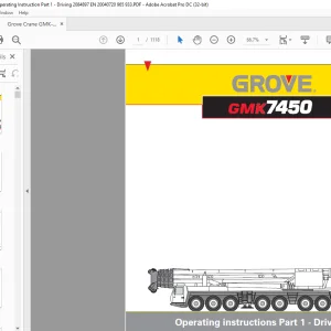 Grove Crane GMK 7450 Driving & Crane operation Operating Instruction Manual 2084897 - PDF DOWNLOAD