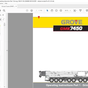 Grove Crane GMK 7450 Driving & Crane operation Operating Instruction Manual 2084911 - PDF DOWNLOAD