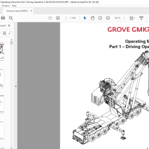 Grove Crane GMK 7450 Driving Operation & Crane Operation Operating Manual 3302823 - PDF DOWNLOAD