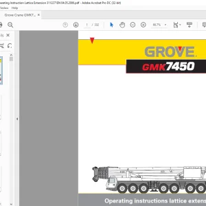 Grove Crane GMK 7450 Lattice Extension Operating Instruction Manual 3112271 - PDF DOWNLOAD